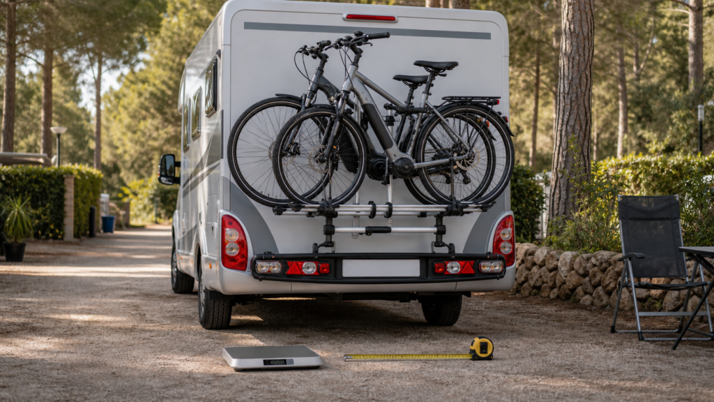 Portabicis trasero de autocaravana preparado para bicicletas eléctricas