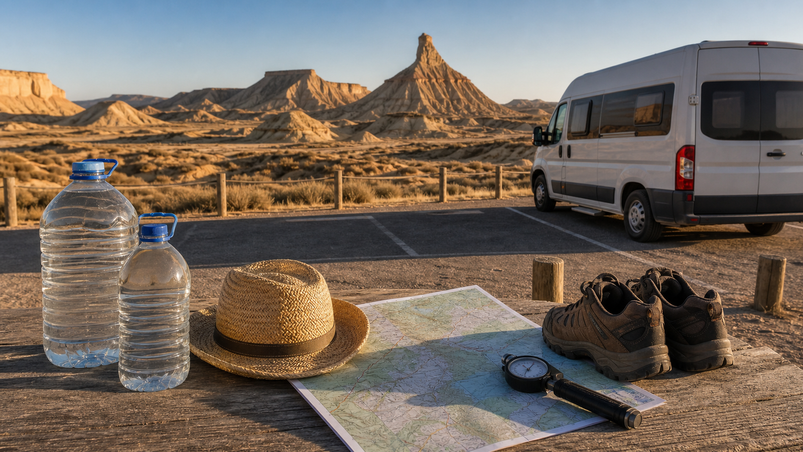 Preparación de seguridad para visitar Bardenas Reales en camper